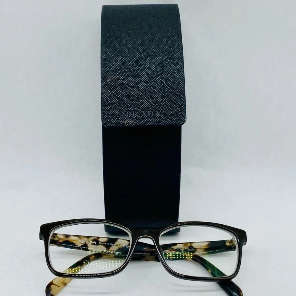 Authentic Prada VPR 18T Eyeglasses Black Havana Tortoise w/ Case Certified